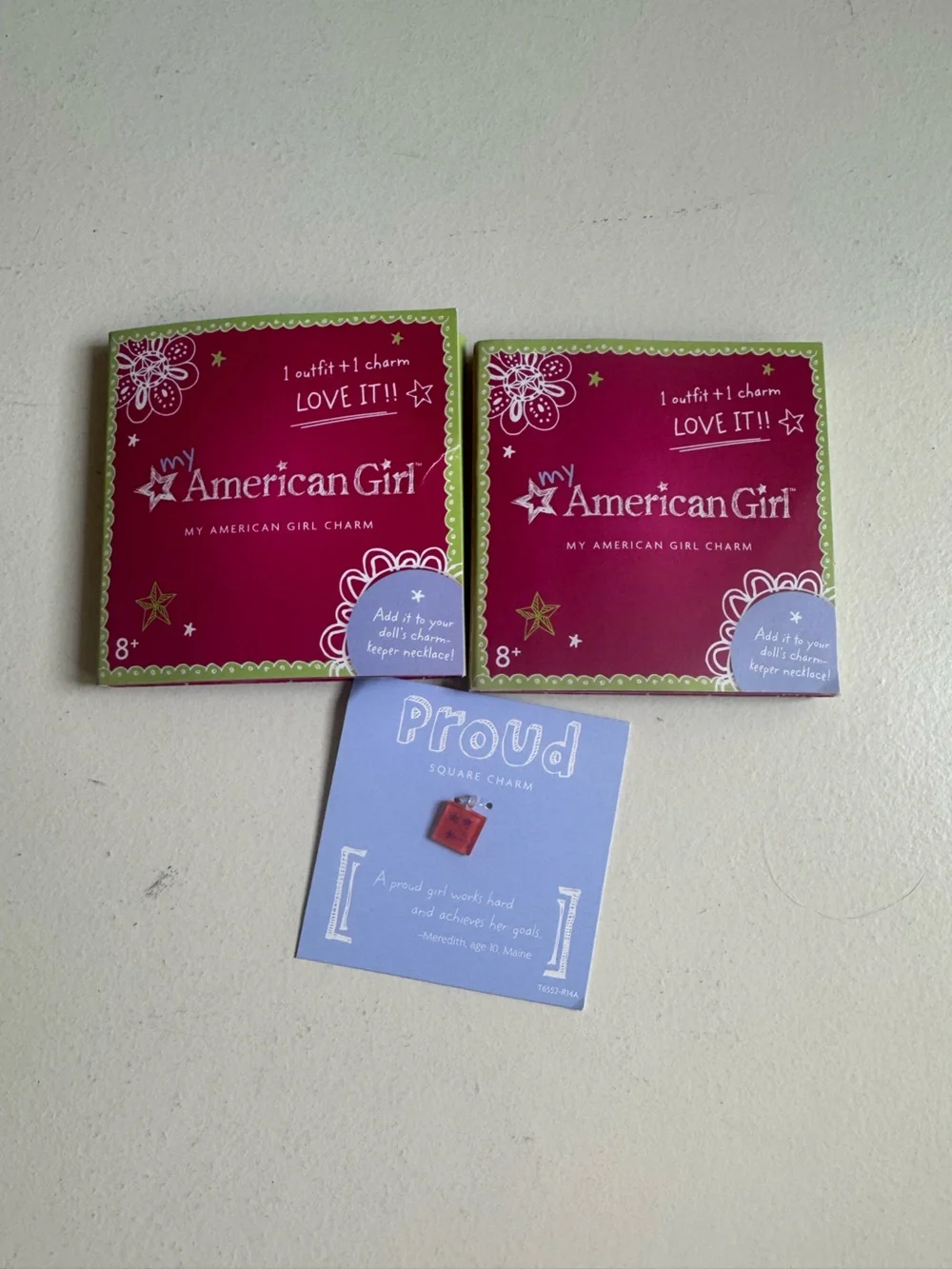 American Girl Bright Pink Proud and Smart Charm Pack Duo